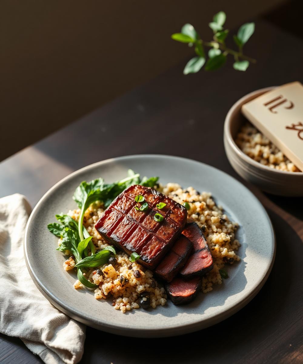 Grass-Fed Steak with Wild Rice